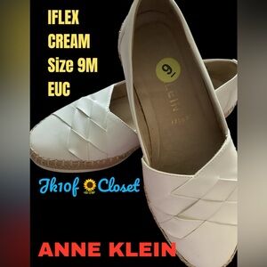 LOWEST🌺 ANNE KLEIN Sz 9 IFLEX CREAM ESPADRILLE FLATS EUC